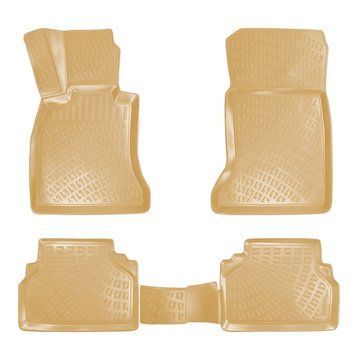 Резиновые коврики Rizline 3D для BMW 5 Class E60/E61 2003-2010 с перемычкой, борт 5см S-0228 BEIGE фото