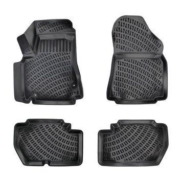 Резиновые коврики Rizline 3D для Peugeot Partner Tepe 110 Hp 2008-2018 с перемычкой, борт 5см S-2819 фото