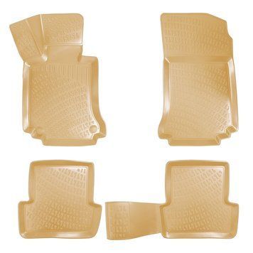 Резиновые коврики Rizline 3D для Mercedes C-Class W204 2007-2014 с перемычкой, борт 5см S-2017 BEIGE фото